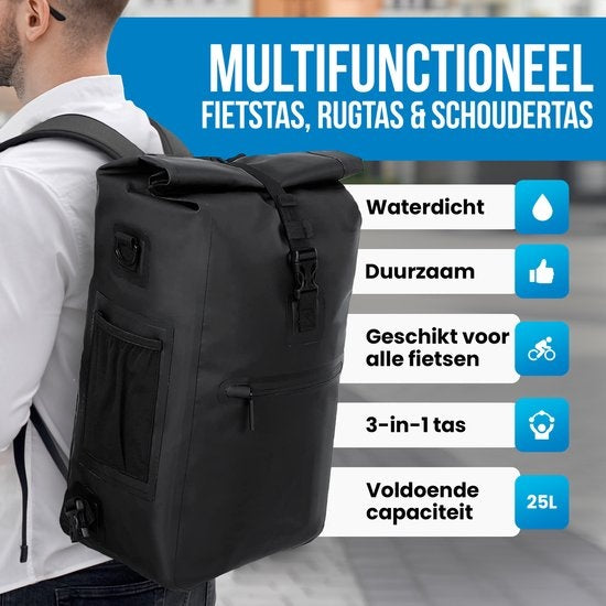 Avalo - Fahrradtasche - Multikuntionstasche - 25L - PVC - Wasserdicht - Schwarz