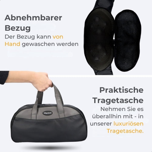 Lifeproducts - Shiatsu-Massagekissen - Nacken- und Rückenmassagegerät - Wärmefunktion - Kabellos - Schwarz
