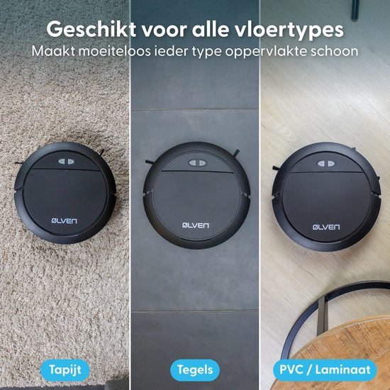 Ølven Staubsaugerroboter mit Wischfunktion - App - Ladestation - Geeignet für Haustiere - Wischroboter