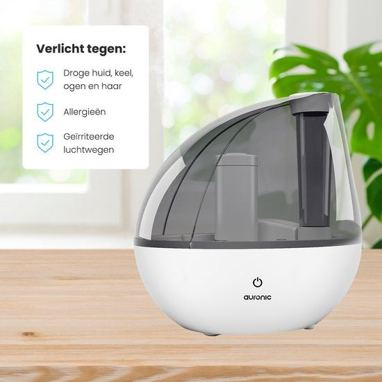 Auronic - Luftbefeuchter - Geeignet für Baby-/Schlafzimmer - inkl. Wasserfilter - Weiß