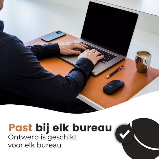 WURK Professional Schreibtischunterlage Kunstleder - Schreibtisch-Organizer - Schreibtischzubehör - Mauspad XXL- Inklusive Kabelclip - 80x40 - Cognacbraun