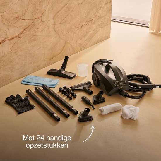 Techweise TS3 – Dampfreiniger – Reinigungsgerät – 2600 W, 4,2 bar Dampfdruck – Nass- und Trockendampf – Für Fußböden, Badezimmer, Auto und mehr – 5 m Kabel – Innerhalb von 1 Minute aufgeheizt