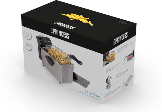 Friteuse 3 Liter - Princess 182626 Family Castel Friteuse 3 Liter - Kaltzone - Fassungsvermögen 3 Liter - Friteuse Princess - 2000W