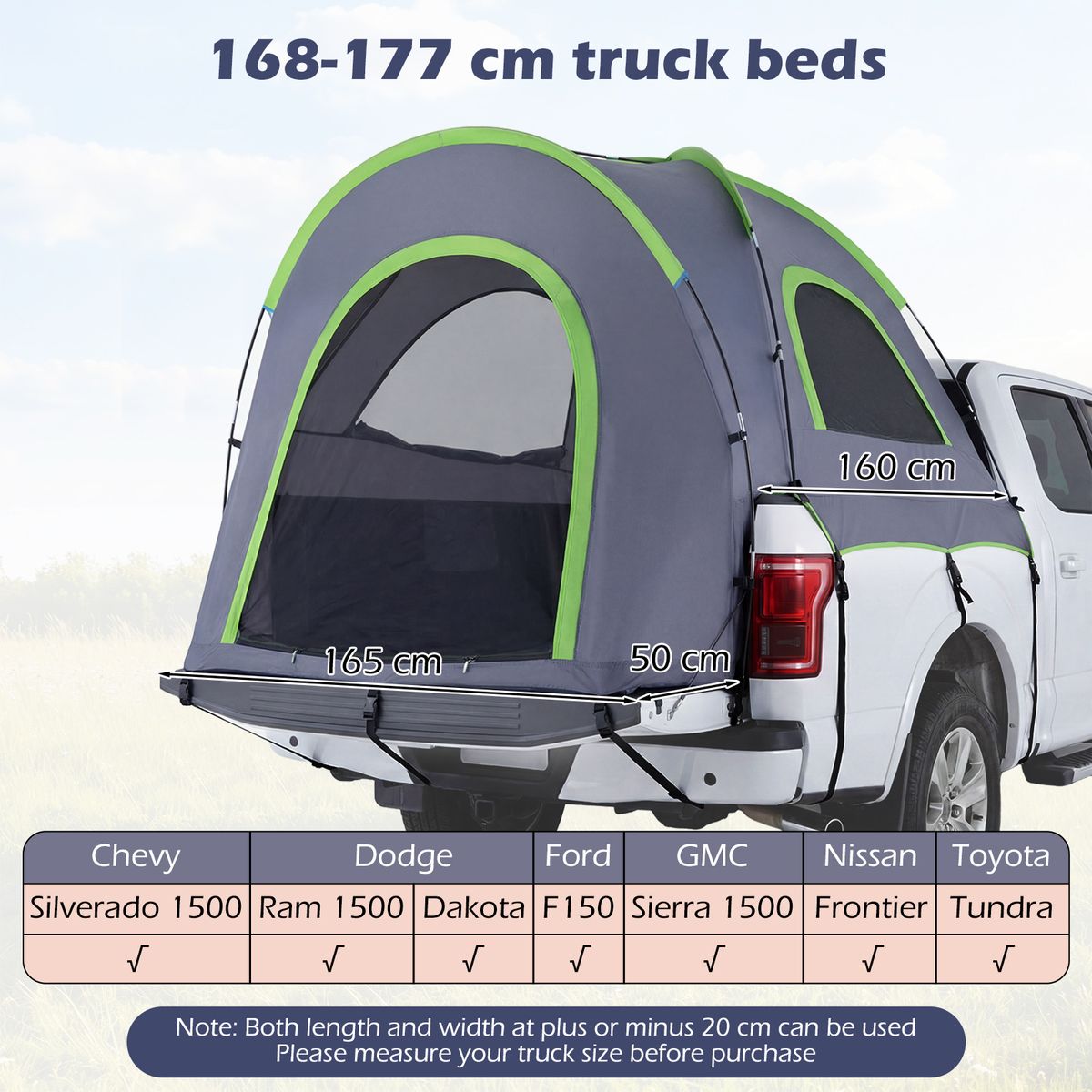 Coast Pick-up-Zelt – für 4 Personen – abnehmbare Regenplane – grün und grau