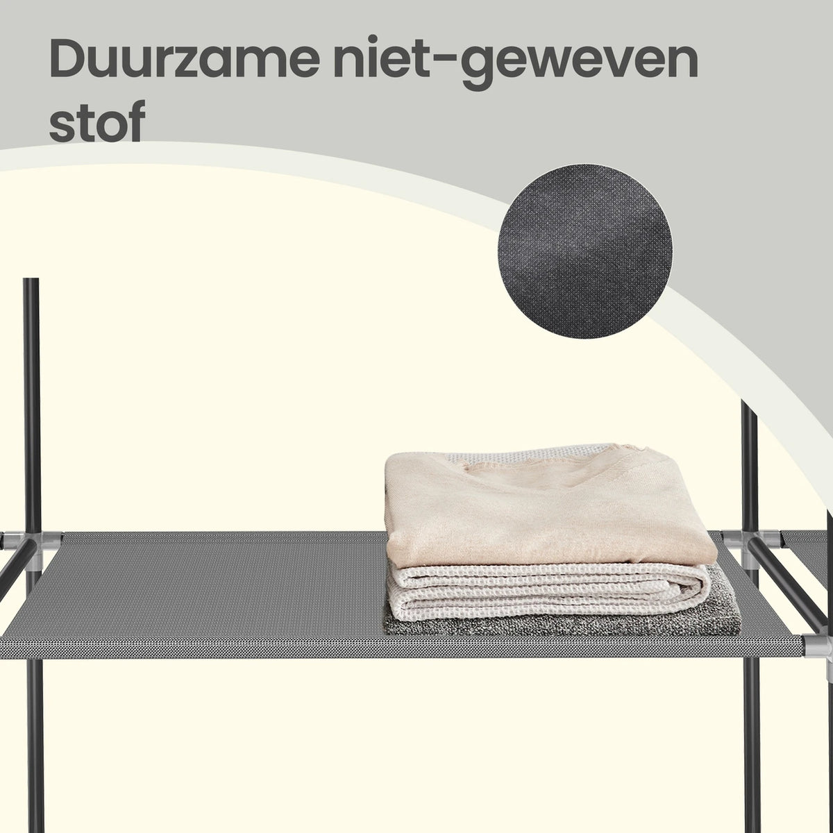 Joyfurnos Faltbarer Stoffkleiderschrank – Metallgestell – Grau