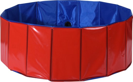 Tierpool - Ø80x30cm - Hundepool - Tierplanschbecken - Rot/Blau
