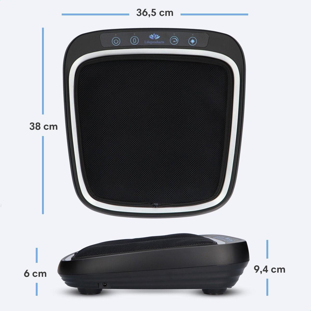 Lifeproducts - Fußmassagegerät Shiatsu - 18 beheizte Massageköpfe - Infrarotwärme - Schwarz