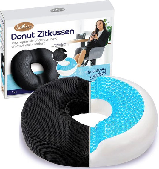 Softsie Donut Sitzkissen orthopädisch & ergonomisch für Auto und Bürostuhl - Steißbeinkissen - Ringkissen - Sitzringkissen - für Hämorrhoiden, Piercing und Steißbein