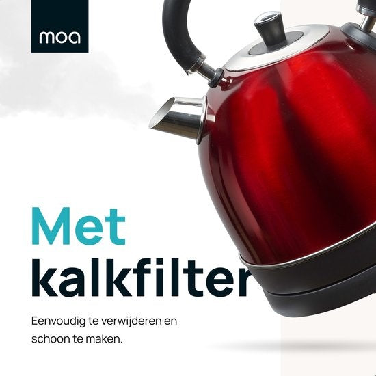 MOA Retro-Wasserkocher Rot 1,8 Liter - Elektrisch - Edelstahl - EK3TR