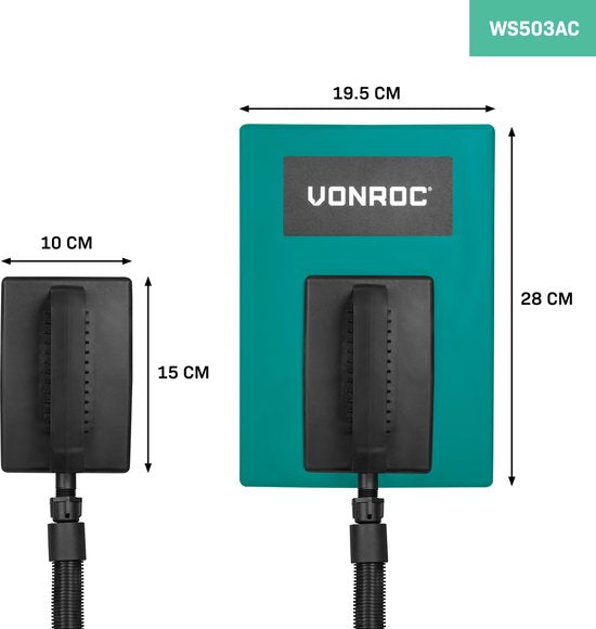 VONROC Tapetendampfer - 2300W - 4.5L - 4m Schlauch - Inkl. Abstreifer - Mit großer und kleiner Dampfplatte