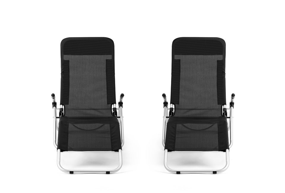 Hortensus - Liegestühle - 2er Set - Max. 110kg - 140 x 61 x 85,5cm - Schwarz