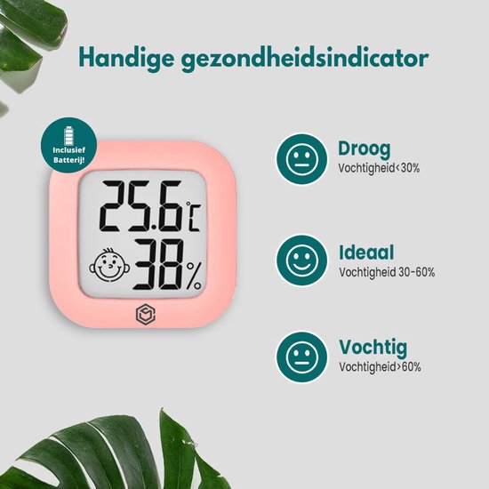 Ease Electronicz Hygrometer - Wetterstation - Luftfeuchtigkeitsmesser - Thermometer für Innenräume - inkl. Batterie und Klebestreifen