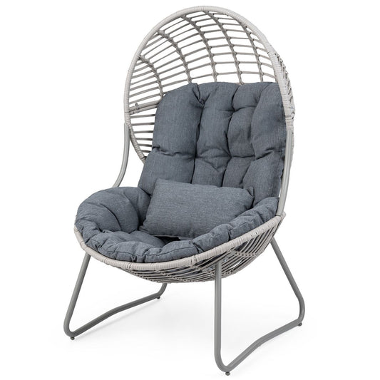 Coast Rattan-Liegestuhl – eiförmiges Design – abnehmbare Kissen – grau