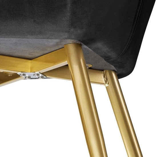 tectake - Stoel - eetkamerstoel - Marilyn fluweellook goud zwart/goud - 403654
