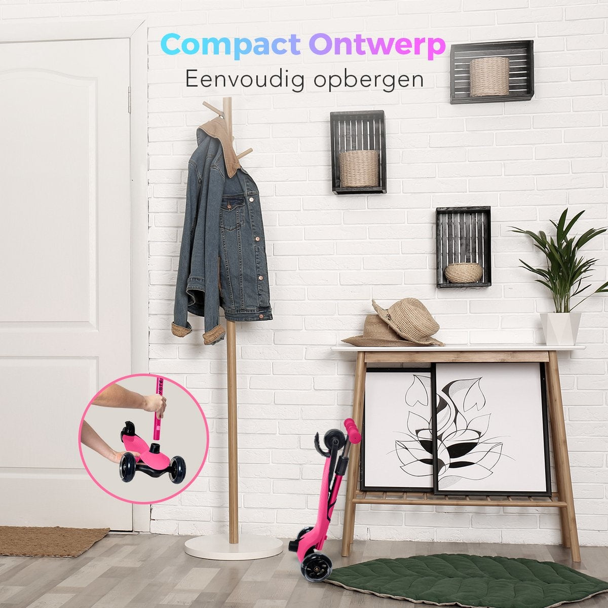LifeGoods HappyStep - Kinderroller - Alter 2-5 Jahre - 3 leuchtende Räder - Jungen/Mädchen - Pink