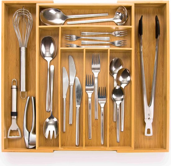 Budu - Besteckkasten - Holz - 45 x 30.6 - 50 cm - 6-8 Fächer - Braun