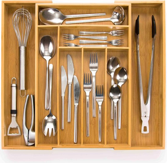 Budu - Besteckkasten - Holz - 45 x 30.6 - 50 cm - 6-8 Fächer - Braun