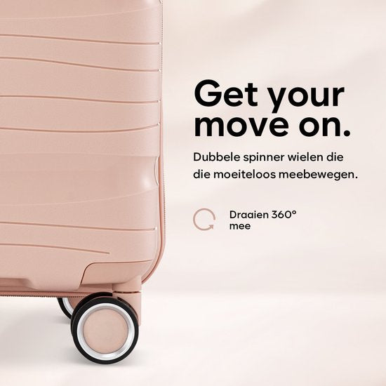 SKYCASES Travelin' Charm Handgepäck Koffer - 40L - Zahlenschloss - 35x21x54 cm - Leicht & Langlebig - Inklusive gratis Tasche - Hellrosa