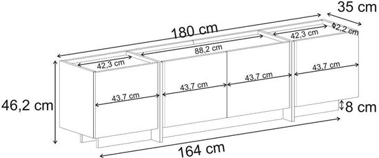 CALICOSY – TV-Schrank mit 2 Türen, L 180 cm – ARVEN