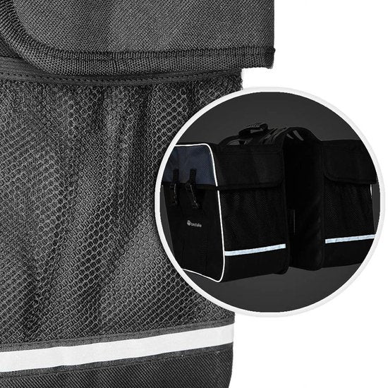 tectake - Doppelte Fahrradtasche - 35 l - Schwarz/Grau