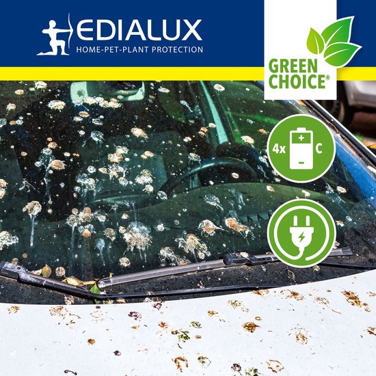 Edialux Sonic Defend Large Vogelabwehr, Vogelabwehr mit Vogelstimmen, Taubenabwehr, vertreibt Krähen, Stare, Möwen, vertreibt bis zu 150m², funktioniert mit Batterien oder Netzstrom, für Garten, Gemüsegarten, Obstbäume