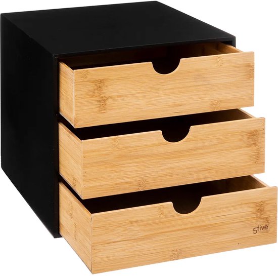 5Five Schreibtisch-Organizer mit Schubladenblock – 3 Schubladen – 25 x 31 x 24 cm – Holz