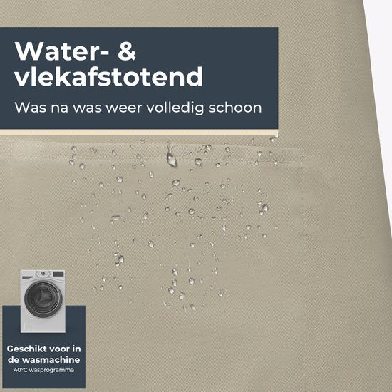 Küchenschürze - Wasser- und schmutzabweisend - Professionelle Kochschürze - Schürze für Frauen und Männer - Catering-Schürze - Unisex - Verstellbare Schnalle - Extra große Fächer - Sandfarben