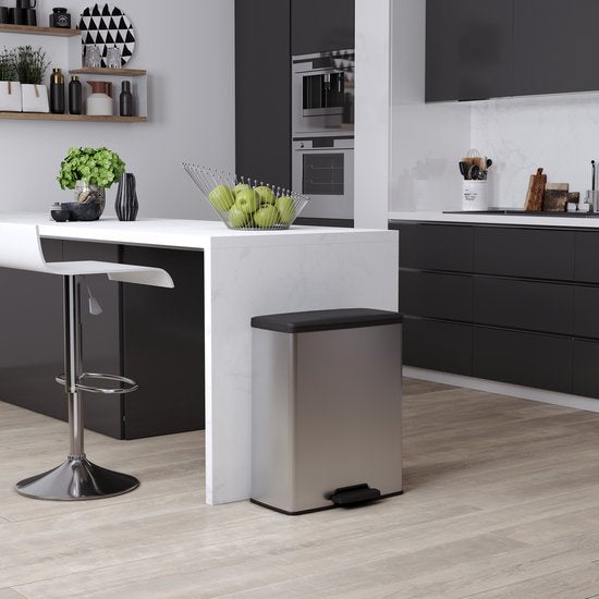 Curver Decobin Duo Mülleimer – 26 l + 26 l – rechteckig – Silber-Metallic