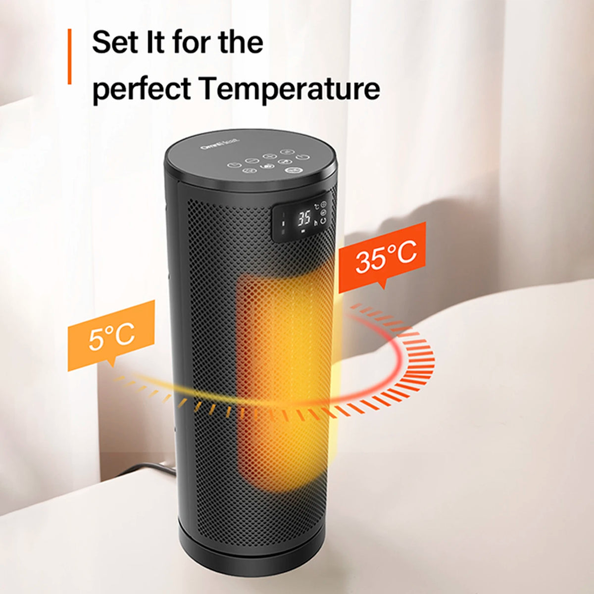 OmniHeat Keramik-Heizlüfter 1800 W – 4 Heizstufen, Eco-Modus, Fernbedienung und 24-Stunden-Timer