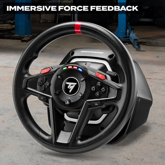 Thrustmaster T128-P – Rennlenkrad und Pedale – Force Feedback & magnetische Schaltwippen – Für PS5/PS4/PC – Kompatibel mit Forza Horizon 6 (PC)