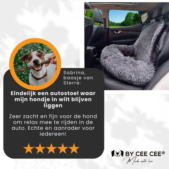 By Cee Cee Autositz Hund Deluxe - Hundekorb Auto mit Sicherheitsgurt - Autokorb Hund - Hundesitz - Autositz - Dunkelgrau - Beifahrersitz