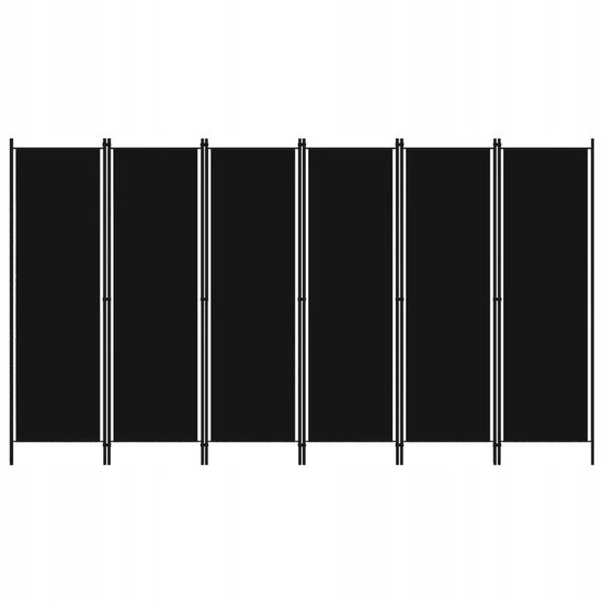 Schwarzer Paravent – 6-teilig – 300 x 180 cm – Raumteiler