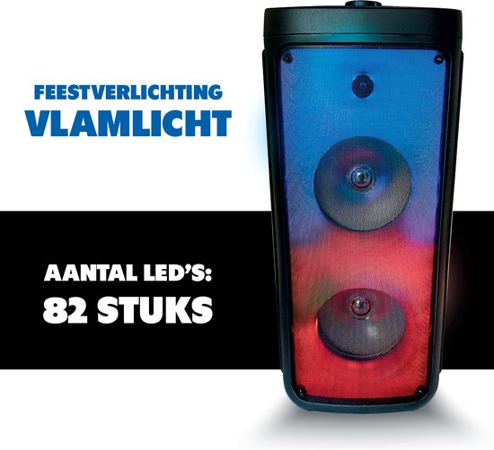 Bluetooth-Lautsprecher mit Mikrofon - Partybox mit Stimmungsbeleuchtung - Musikbox und Karaoke-Set - Party-Lautsprecher mit Bluetooth-, Aux- und USB-Eingängen - leicht zu transportieren mit Tragegriff - Schwarz