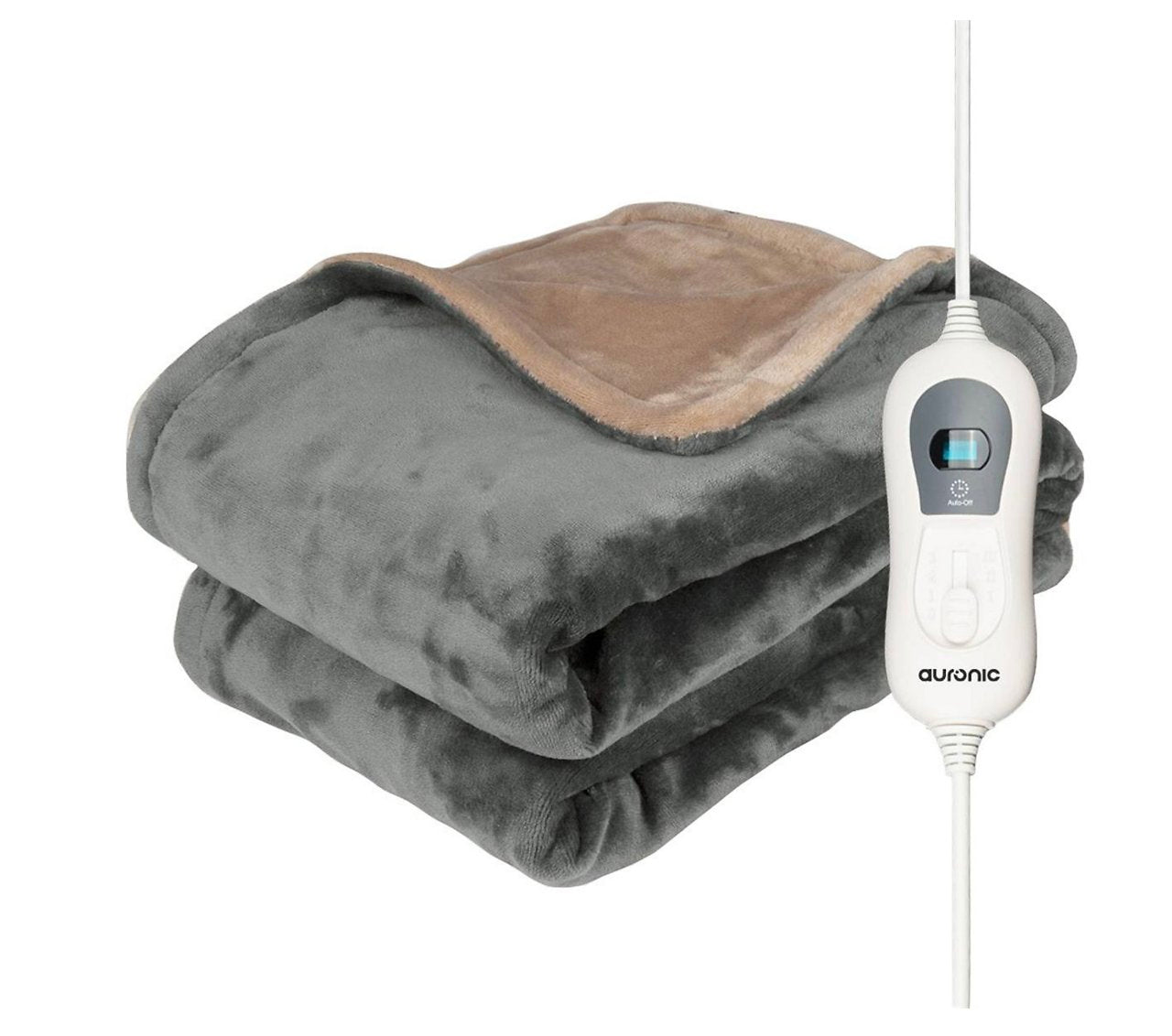 Auronic Electric Heat Blanket - Überdecke - 2 Personen - 3 Wärmestufen - Mit Timer - 200 x 180 cm - Grau