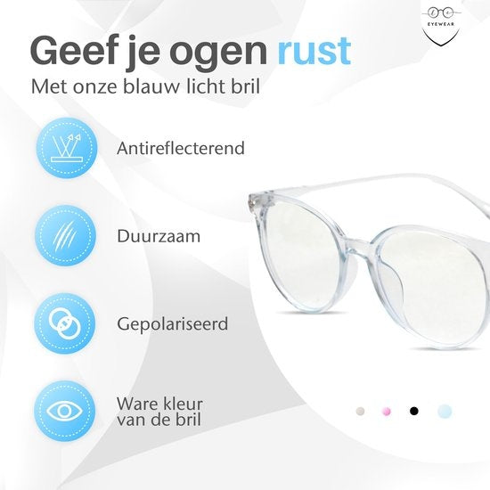 LC Eyewear Displaybrille - Blaulichtbrille - Inkl. Brillenetui - Unisex - Transparent Blau