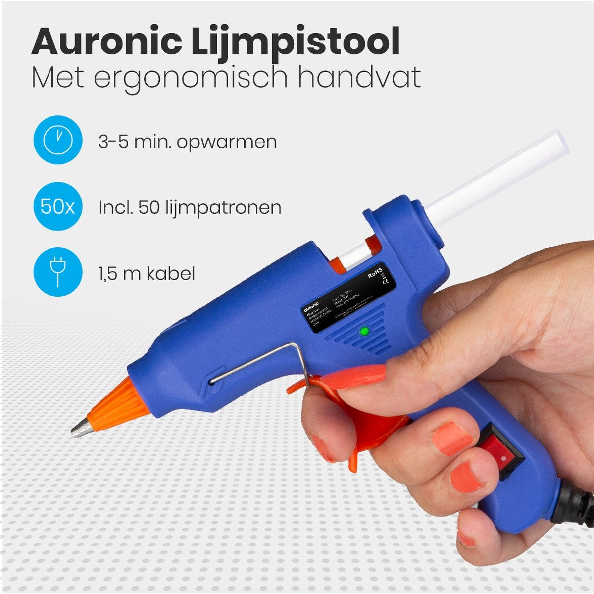 Auronic Klebepistole - mit 50 Klebepatronen - 20W
