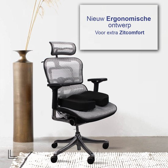 Sleeptight Sitzkissen - Orthopädisches Sitzkissen mit Band - Prallkissen für schmerzhafte Steißlage - Ergonomisches Keilkissen - Sitzerhöhung Auto - Sitzerhöhung - 45cm