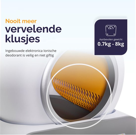 Viervoeter Automatische Katzentoilette – Selbstreinigend – Steuerung über App – inkl. Einlage und 3 Rollen Auffangbeutel – 65 l