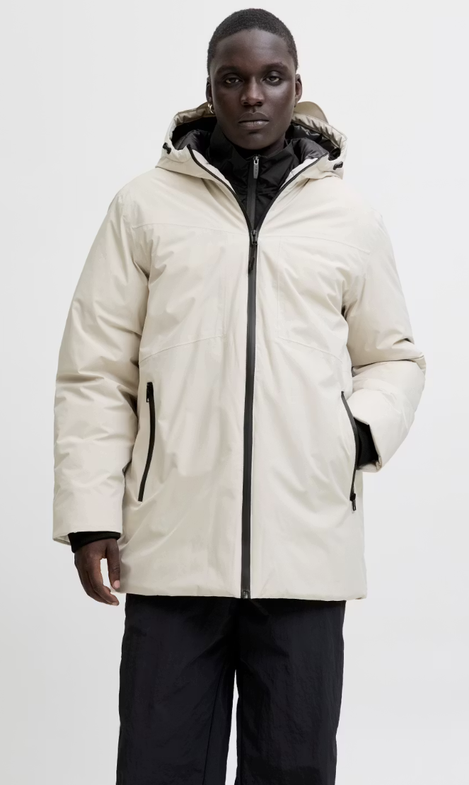 Jack & Jones Planet Parka Herrenjacke - Größe M - Farbe Creme