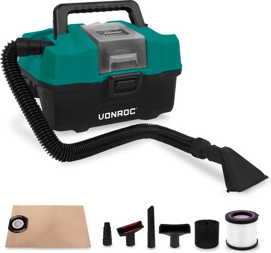 VONROC Kompakter Allzweckreiniger / Staubsauger - 20V - Inkl. diversem Zubehör - Ohne Akku & Ladegerät