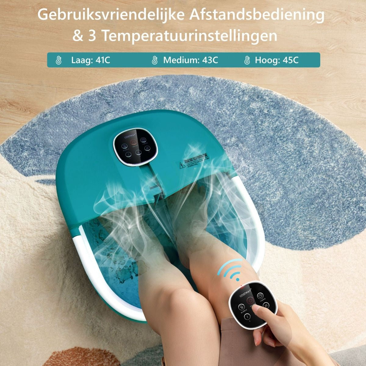 Coast Fußbad Massage -Gerät Fußmassage Spa mit externer Steuerung klappbar 33,5 x 41 x 20,5 cm türkis