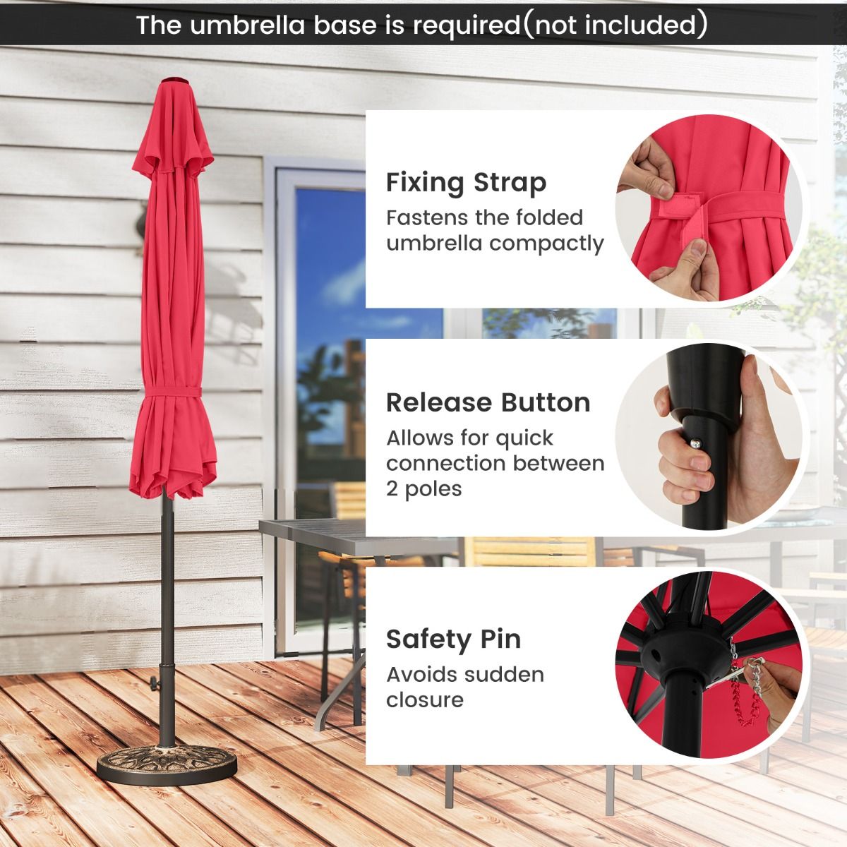Coast Terrassen-Sonnenschirm 270 cm Weinrot - Kippbarer großer Sonnenschirm mit Kurbel, UV-Schutz und belüfteter Sonnenschirmhaube