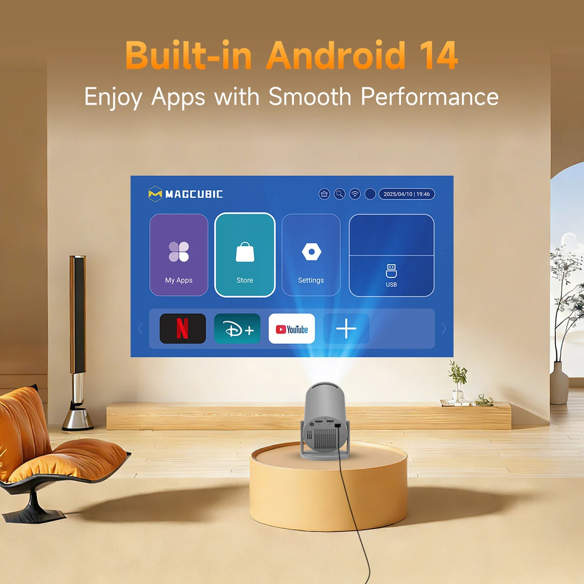 Magcubic HY300 Pro Mini-Beamer mit WLAN 6 und Bluetooth 5.4 – Android 14 – 290 ANSI – Grau