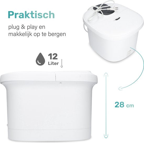 Soft & Silky - Fußbad - 12L - Heizung bis zu 48°C - Elektrisch - Mit Massage - Sprudel - Infrarot - Fußbad