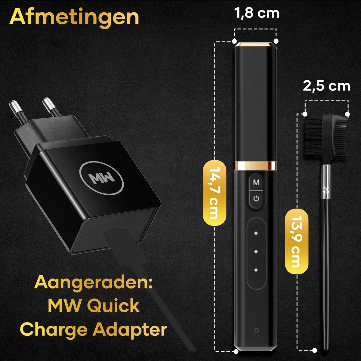 MoreWomen - Elektrische Wimpernzange - Beheizt - Wimpernlifting - inkl. Wimpernbürste - Schwarz