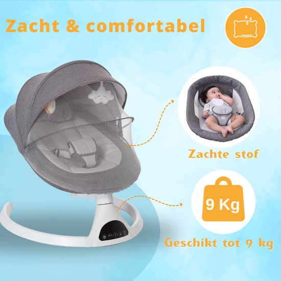 Moxica - elektrische Babyschaukel - Electrical Bouncer - hellgrau