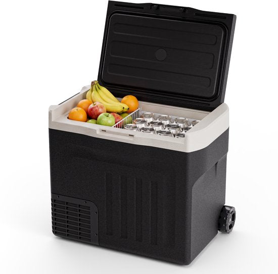 Auronic Electric Cool Box - Kompressor - 40L - 12V und 240 Volt - Camping Kühlschrank - Frigobox Auto - Mit Rädern und Griff - Schwarz
