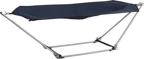 Campart Hängematte mit Ständer BE-0640 - faltbar und leicht - Stahlgestell - Kapazität 150 Kilo - inklusive Aufbewahrungstasche - Blau