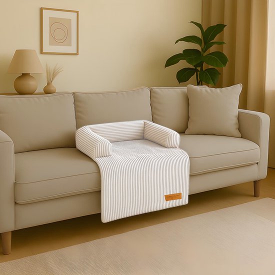 By Cee Cee Original Hundedeckenbank - Hundedeckenbank - Hundekorb - Premium - komplett mit Reißverschluss - Rippengewebe - Beige - 75x90 - Größe S