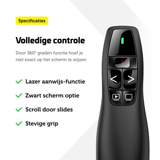 Garpex® Wireless Presenter - Präsentationsklicker - Wireless Presenter - Powerpoint-Fernbedienung - Laserpointer - Wireless